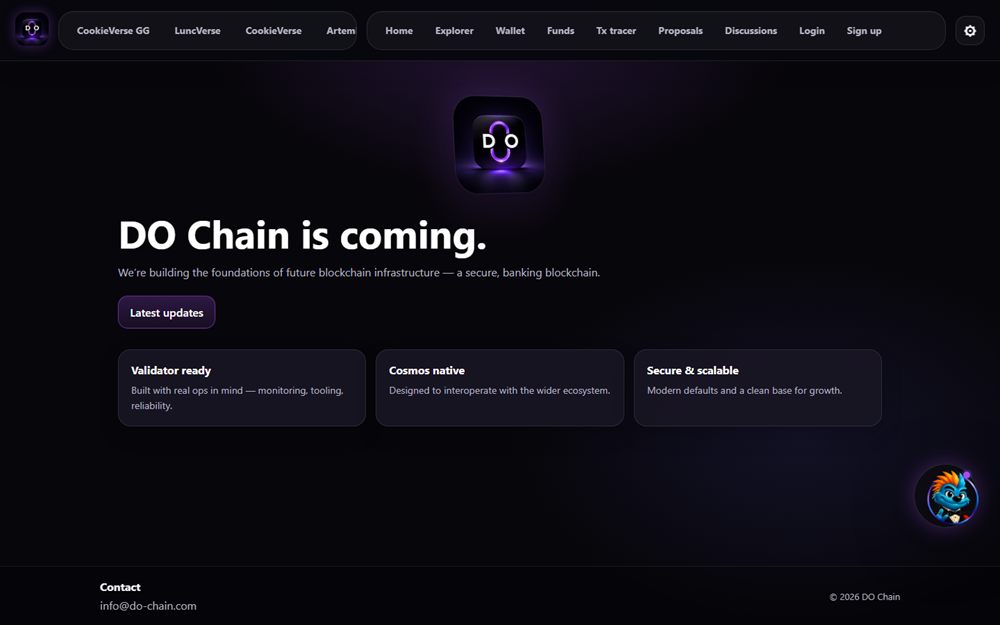 Screenshot of the Do-Chain blockchain brand website project